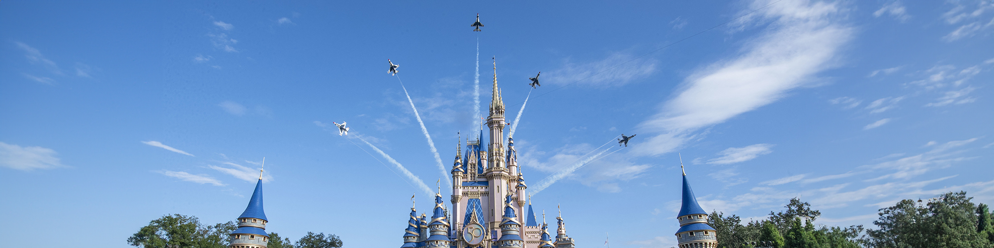 Thunderbirds fly over Disney